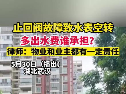 止回阀故障致水表空转,多出水费谁承担? 律师:物业和业主都有一定责任( 史磊 鲁鑫) #湖北dou知道