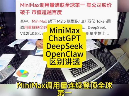 MiniMax调用量全球霸榜,MiniMax和ChatGPT DeepSeek OpenClaw的区别讲透