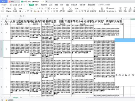 自动适应行高列宽后内容看着都完整但打印时单元格字显示不完2