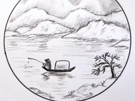 江雪#炭笔风景画 #诗配画 #炭笔画 #一学就会 #素描 @抖音小助手