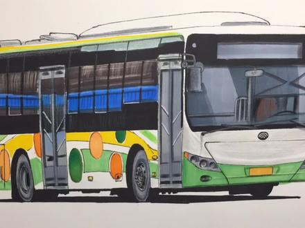 画了一个宇通公交车,谢谢支持 #马克笔绘画 #宇通客车 #公交车 #公交迷