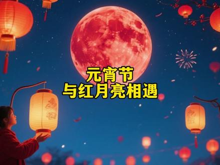 元宵节与红月亮相遇。#月全食 #血月#元宵节#科普#涨知识