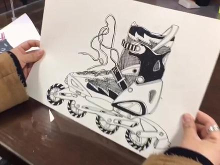 十分钟画好一只溜冰鞋,你学废了吗? #少儿美术教育 #画画 #美术老师 #素描培训 #小苹果美学馆