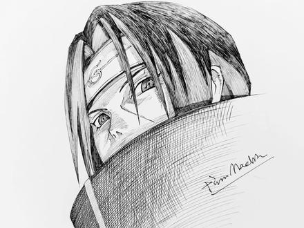 教同学们用纯线条画个宇智波鼬 #绘画教程