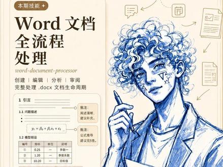 数学建模skills分享 第二期word-document-processor。完整的文档生命周期处理 — 创建、编辑、分析、审阅。#数学建模竞赛#数维杯 #金地杯 #论文排版 #skills