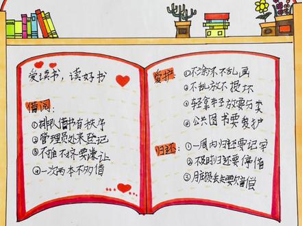 二年级语文下册《图书公约》手抄报教程#教育 #小学生手抄报 #小学语文 #画画