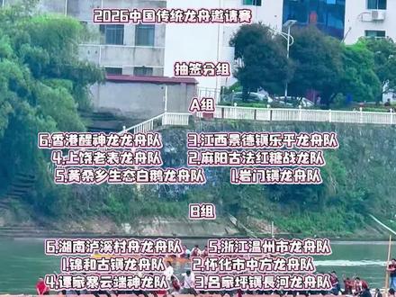 2026年中国传统龙舟邀请赛抽签分组新鲜出炉:赛制实行的是小组循环赛,小组第一组比赛顺序是:1-6,2-5,3-4。
吕家坪第一轮就是跟谭家寨的对决。 C组号称死亡组😂😂#传统龙舟 #麻阳龙舟 #我要上龙超 #张雪机车