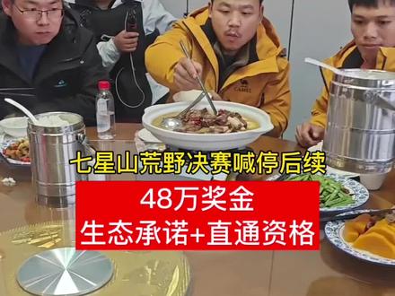 七星山决赛喊停后续来了!48万奖金+生态承诺+直通资格,这波操作绝了!#荒野求生 #老六荒野 #张家界七星山骆驼杯 #荒野情报站