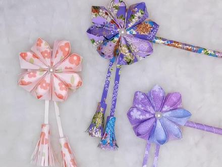 好看又复古的发簪和发卡折纸#手工 #折纸 #发簪折纸