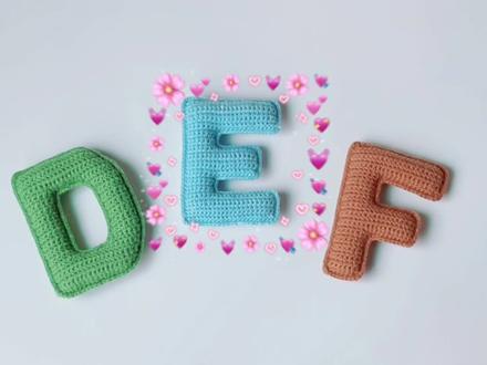 钩针|立体英文字母大写E教程,可做幼儿英语启蒙道具及摆件。 #英文字母 #手工diy #钩针基础教程 #爱手工爱生活 #毛线编织 #钩针针法