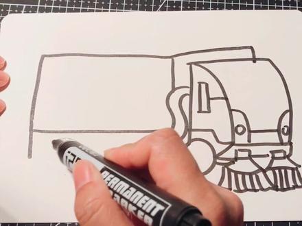 简笔画:清扫车#有意思艺术课 #每日亲子陪伴