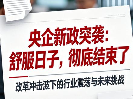 央企利润上缴提至 35%,国资委 46 号令清零灰色空间、终身追责。体制内隐形福利消退,重真实效益轻混日子,这场变革是效率革命还是消耗活力?
#央企新政 #职场真相 #体制内变化 #财经爆款#云澜智能