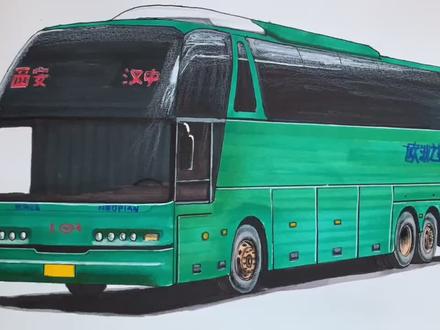 手绘青年客车,西安到汉中,帅吗 #青年客车 #客车迷 #卡车模型 #马克笔手绘 #大客车怎么画