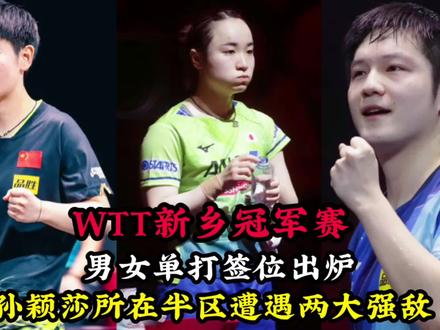 WTT新乡冠军赛男单签位出炉,孙颖莎所在半区遭遇两大强敌#国乒 #wtt新乡冠军赛2023 #乒乓球比赛 #体育