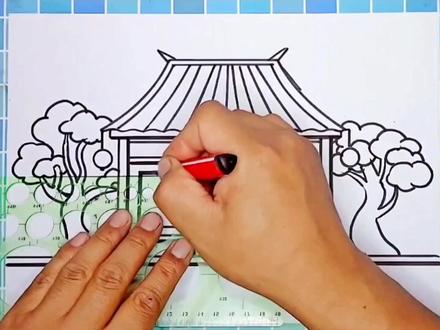 中国式建筑风景简笔画,古代房子的画法教程,古风建筑画#建筑手绘 #简笔画 #简笔画教程 #儿童美术 #古风建筑画 #古风房子的画法 #建筑风景简笔画 #儿童画教程 #儿童画房子