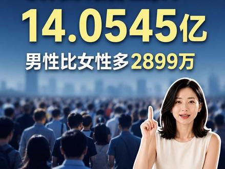 我国人口新数据出炉,总14.0545亿,男比女多2899万 #热点 #热点新闻事件