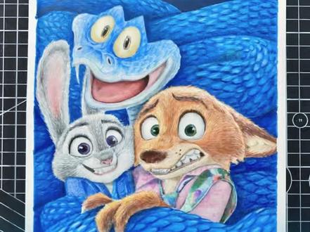 #上热门 #绘画教程 #彩铅画 #画画#疯狂动物城 一分钟教你画朱迪、尼克和盖瑞。疯狂动物城。