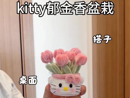 用扭扭棒做,超好玩的,Kitty郁金香盆栽,教程嘎嘎简单,快艾特你玩了三年的朋友给你做#抖音宝藏生活家 #用一张图证明你是手工人 #真实生活分享计划 #青年创作者成长计划 #郁金香