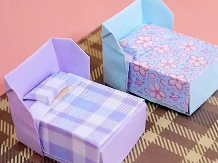 超可爱的迷你折纸小床#折纸 #手工 #手工diy #手工折纸 #折纸教程