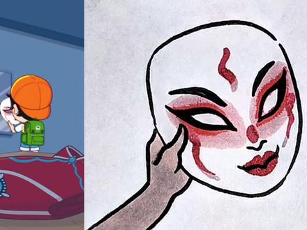 一张可爱的京剧脸谱。 #简笔画