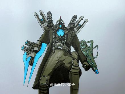 天空一声巨响,泰坦监控闪亮登场!!!#每日一画 #马克笔手绘 #泰坦监控人 #泰坦电视人#马克笔简笔画
