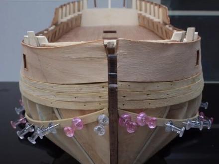 时光回溯,补以前的制作-06-第一层蒙皮#船模 #古西洋帆船 #黛安娜号 #船模制作