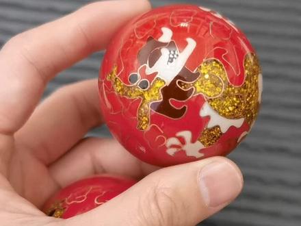 龙凤呈祥#景泰蓝保健球 #保定铁球 #非物质文化遗产 健身球手球,