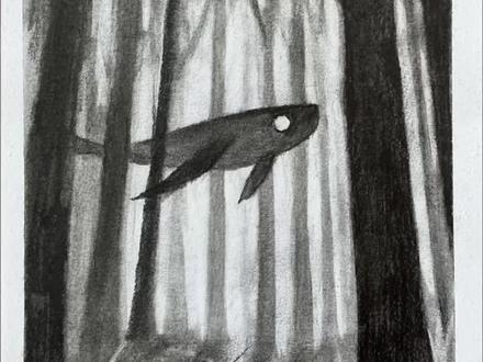 北冥有鱼其名为鲲,后面啥来着? #创作灵感 #零基础学画画 #画画 #素描风景 #一起学画画