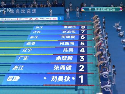 第十五届全运会男子50米自由泳决赛,何甄陶夺得冠军!棒!!(央视频号:奥运来了)#2025全运会 #媒体精选计划