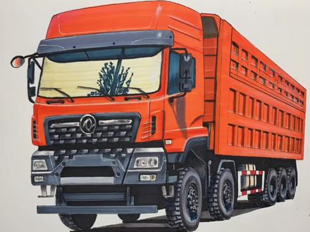 画了一个新款东风天龙KC自卸车,后面画了十二个轮胎#抖音汽车 #马克笔绘画 #东风天龙kc #汽车模型 #自卸车