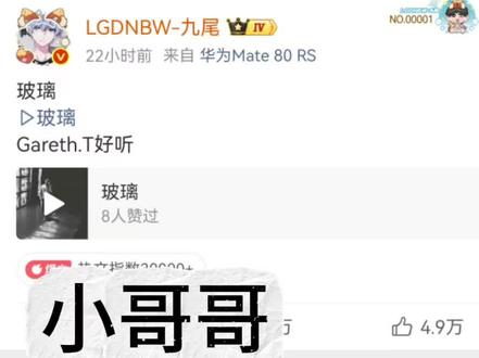 九尾《玻璃》 许鑫蓁小哥哥,何意味呀#钎九 #520告白季 #九尾微博 #周诣涛许鑫蓁 #KPL