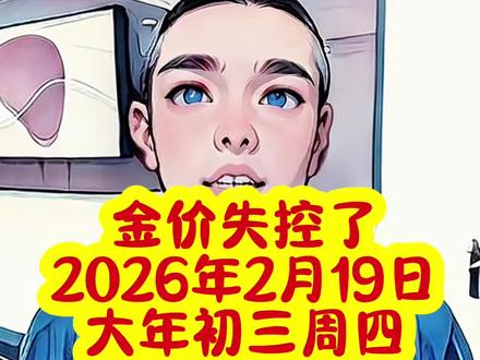 金价失控了,初三2月19日祝大家2026左手抓金,右手爪银,马年富贵进家门#黄金 #白银 #今日金价 #黄金今日价格