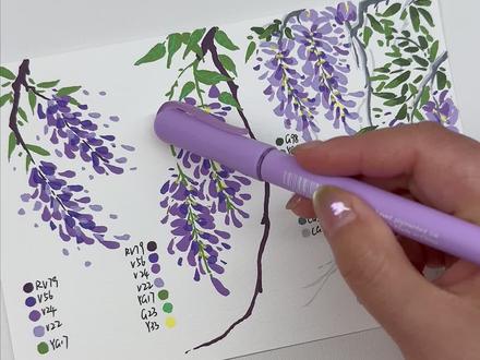 零基础必看!一分钟学会三种紫藤花画法🌸 🖊️:歌马
#丙烯马克笔 #绘画教程 #零基础学画画 #自学画画打卡 #紫藤花