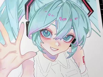 【干货】头发上色思路 #手绘 #初音未来 #初音 #恩米丙烯马克笔