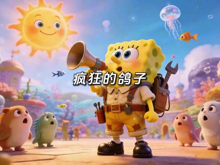 海绵宝宝:我也要擦皮鞋!#疯狂的鸽子 #AI翻唱 #AI动漫 #海绵宝宝 #来汽水听宝藏歌单