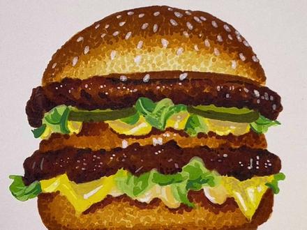 今天教你画个汉堡吃吃 #马克笔 #马克笔手绘 #绘画教程 #绘画过程 #画风突变