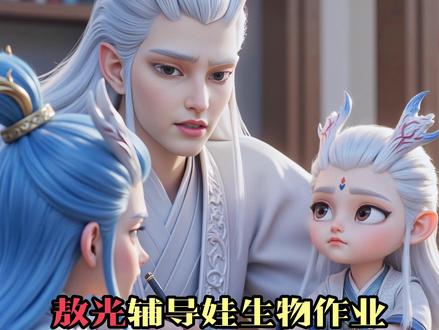 敖光带娃,辅导敖丙敖丁生物作业