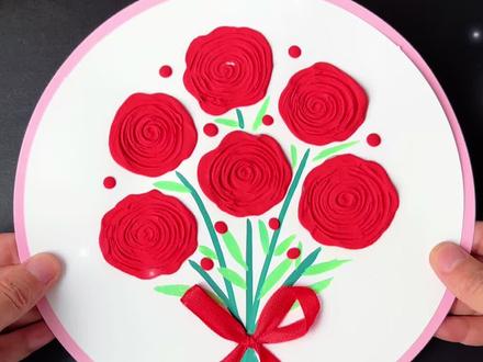 #三八女神节 快到了,来学做好看的粘土花束送给你的女神吧!#女神节手工 #创意手工 #幼儿园手工