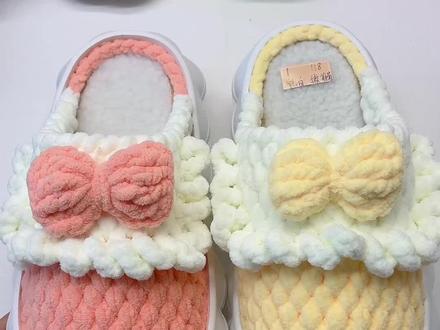 奶油泡芙蝴蝶结🎀公主鞋教程#纯手工编织拖鞋 #爱钩织