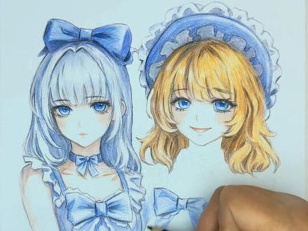 #挑战100天成为绘画博主 |第十一天,今天画蛋仔双生怨灵姐妹花!#绘画 #画画教程 #跟着抖音学画画 #绘画过程分享