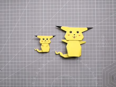 皮卡丘的折法教程来咯,是整体的可以站立,简直心都快被萌化了