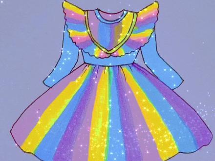艾莎公主的彩虹🌈连衣裙#简笔画 @抖音小助手