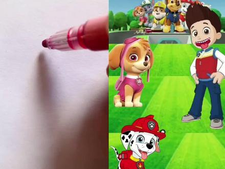 #汪汪队 天天和毛毛帮来得干活#汪汪队卡片 #汪汪队天天简笔画