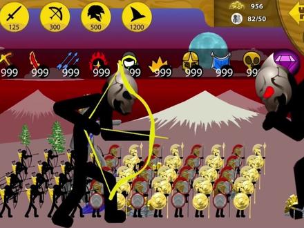 火柴人战争遗产:100黄金弓箭手抵御100巨人的攻击!能行吗?