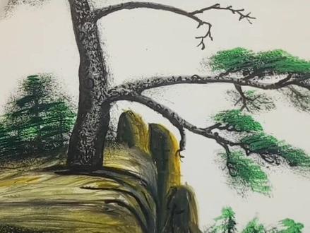 神奇的板笔画 迎客松 黄山松 松树@抖音小助手
