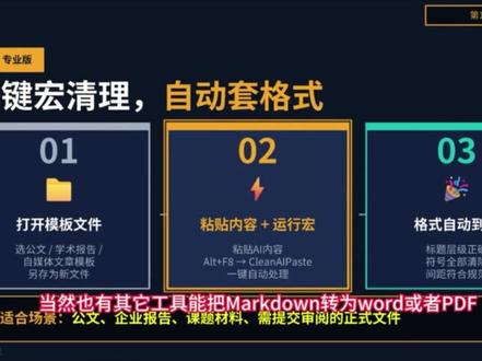 AI内容粘Word格式全乱?2种方法彻底解决 (原视频误删重发)把 AI写的内容粘进Word,满屏# 号、**号、空行?根本原因是AI用的Markdown格式,Word 不认识。
2种方法对应2类需求:
1️⃣飞书中转:30秒导出干净Word,零门槛,原 格式全保留
2️⃣word 宏+模板:一键清理符号+自动套用固定格式,设置一次永久有效
同样适用于Markdown文件转Word的场景。
#干货知识分享 #Word技巧 #ai效率工具 #markdown转word #真实生活分享计划
