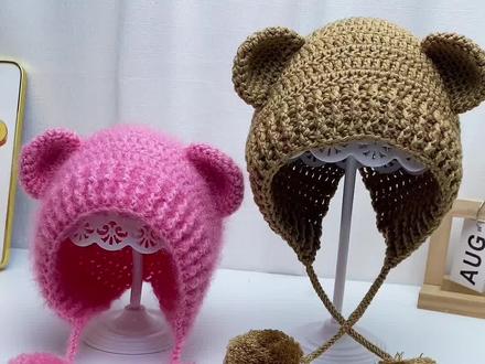 小熊护耳帽教程一#我的手工作品 #爱钩织 #钩针基础教程