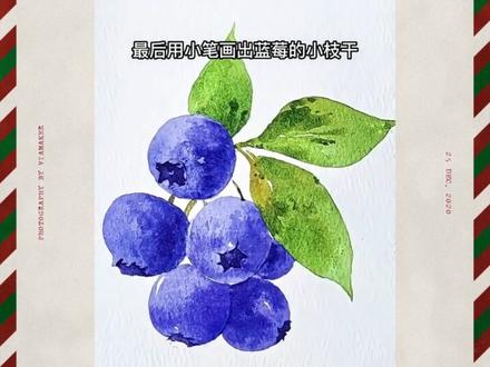 水彩画蓝莓教程,一看就会 #画画 #水彩 #水彩画 #水彩教程 #跟着抖音学画画