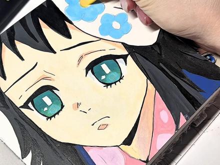 从来没有人忘掉她 意难平角色之一,真菰#鬼灭之刃 #手绘 #真菰 #锖兔 #恩米小黑盒