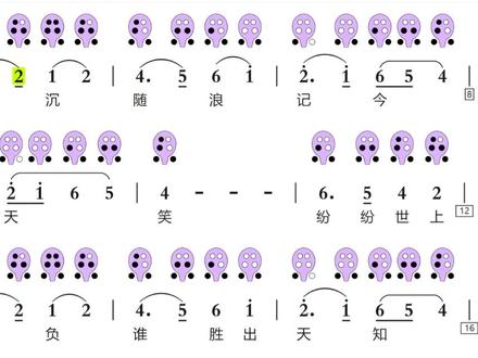 适合初学者的6孔陶笛动态曲谱,一股侠义之风,太好听了,一起学起来吧#沧海一声笑 #陶笛自学